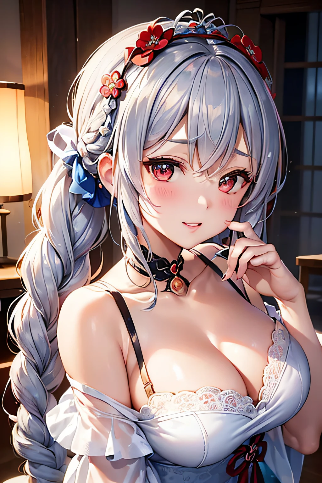 (ukiyoe painting:1.3),(3D Animation:1.3),(Grimm fairy tale world),(Aschenputtel,Cinderella,princess covered in ash:1.3),(Cinderella's Castle in the background:1.3),(((lace off shoulder white dress))),.(Make the subject look three-dimensional with the contrast of light and shadow),Cute and beautiful girl,Cute round face,Cute smile,with blush cheeks,Red Lip,(silver white hair,Floral braided headband,half up、Floral Braided Space Van,Voluminous Fishtail Braids,Twisted chignon,),(Bangs are see-through bangs),hair pin,hair adornments,detailed clothes features,Detailed hair features,detailed facial features,(Dynamic angles),(Dynamic and sexy poses),profetional lighting,Cinematic Light,(masutepiece,top-quality,Ultra-high resolution output image, depth of fields,) ,(The 8k quality,depth of fields,Anatomically accurate facial structure,),(Sea Art 2 Mode:1.3),(Image Mode Ultra HD,)