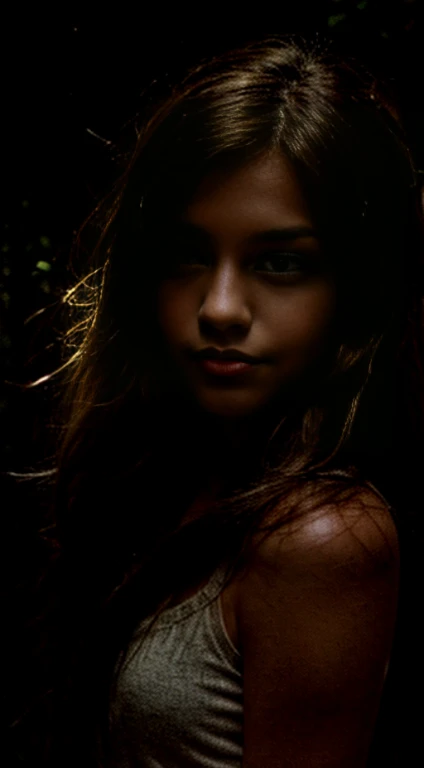 un hada joven, con cabello rubio, flotando en el bosque oscuro, con alas transparentes, Cara hermosa