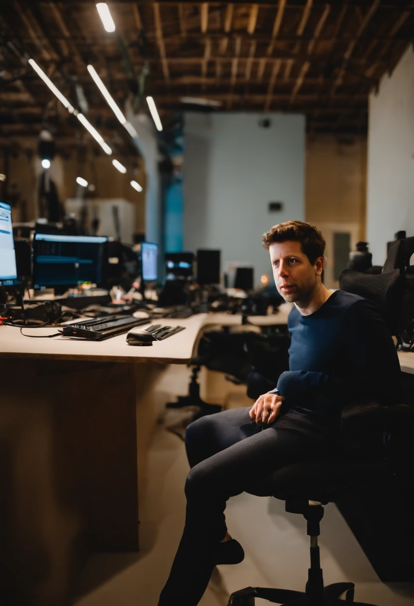 A photo of Sam Altman overseeing the final preparations for the AGI launch event,original,Sam Altman, male