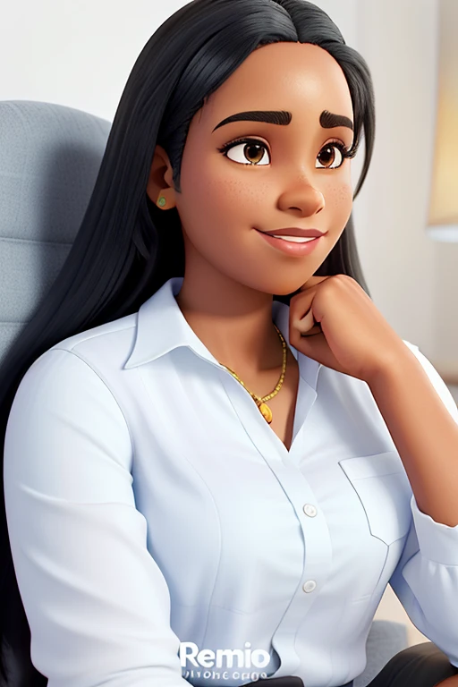 Uma mulher negra, magra, fine strokes, com franjinha, cabelo grande liso e castanho, olhos castanhos, parada na frente, usando roupa elegante, segurando o livro orgulho e preconceito, illuminated by the light of a lamp, contra o pano de fundo de uma biblioteca, alta qualidade
