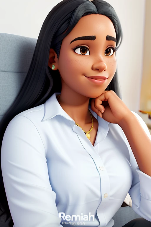 Uma mulher negra, magra, fine strokes, com franjinha, cabelo grande liso e castanho, olhos castanhos, parada na frente, usando roupa elegante, segurando o livro orgulho e preconceito, illuminated by the light of a lamp, contra o pano de fundo de uma biblioteca, alta qualidade