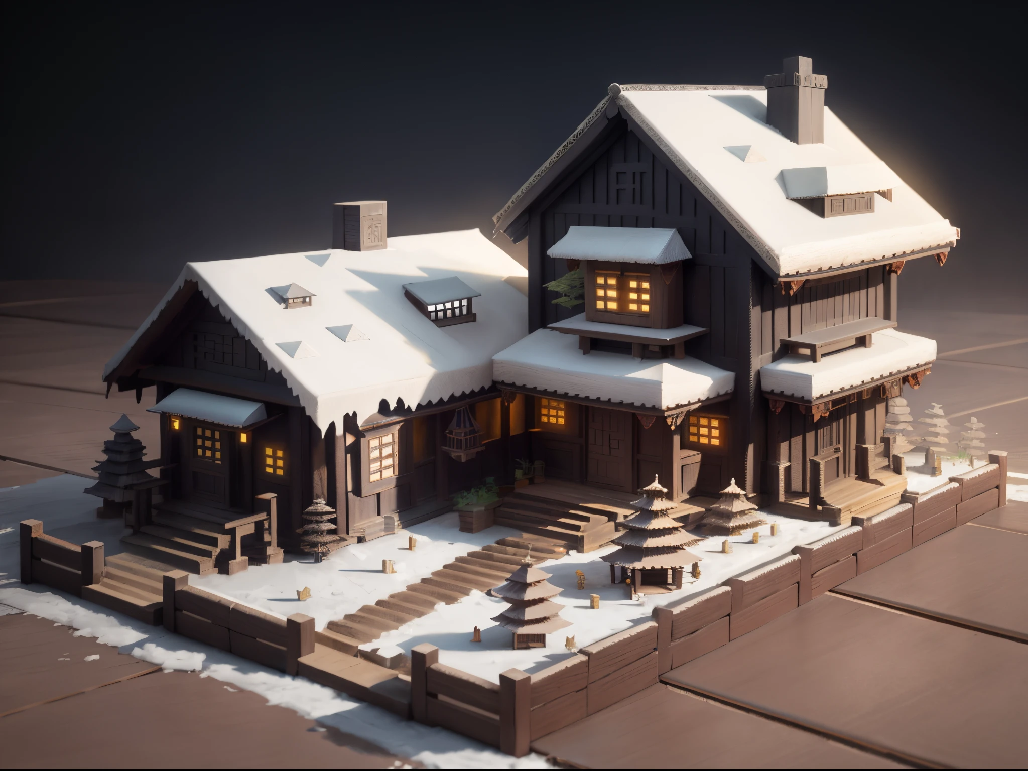 Isometric house,right perspective,ancient interspersed structure building,Blank background,Clear structure,Special Process,Street,Oriental architecture,Wooden mortise and tenon structure:tw、kei、pillars、Fang、liang、purlin、ridge、rafter、arching