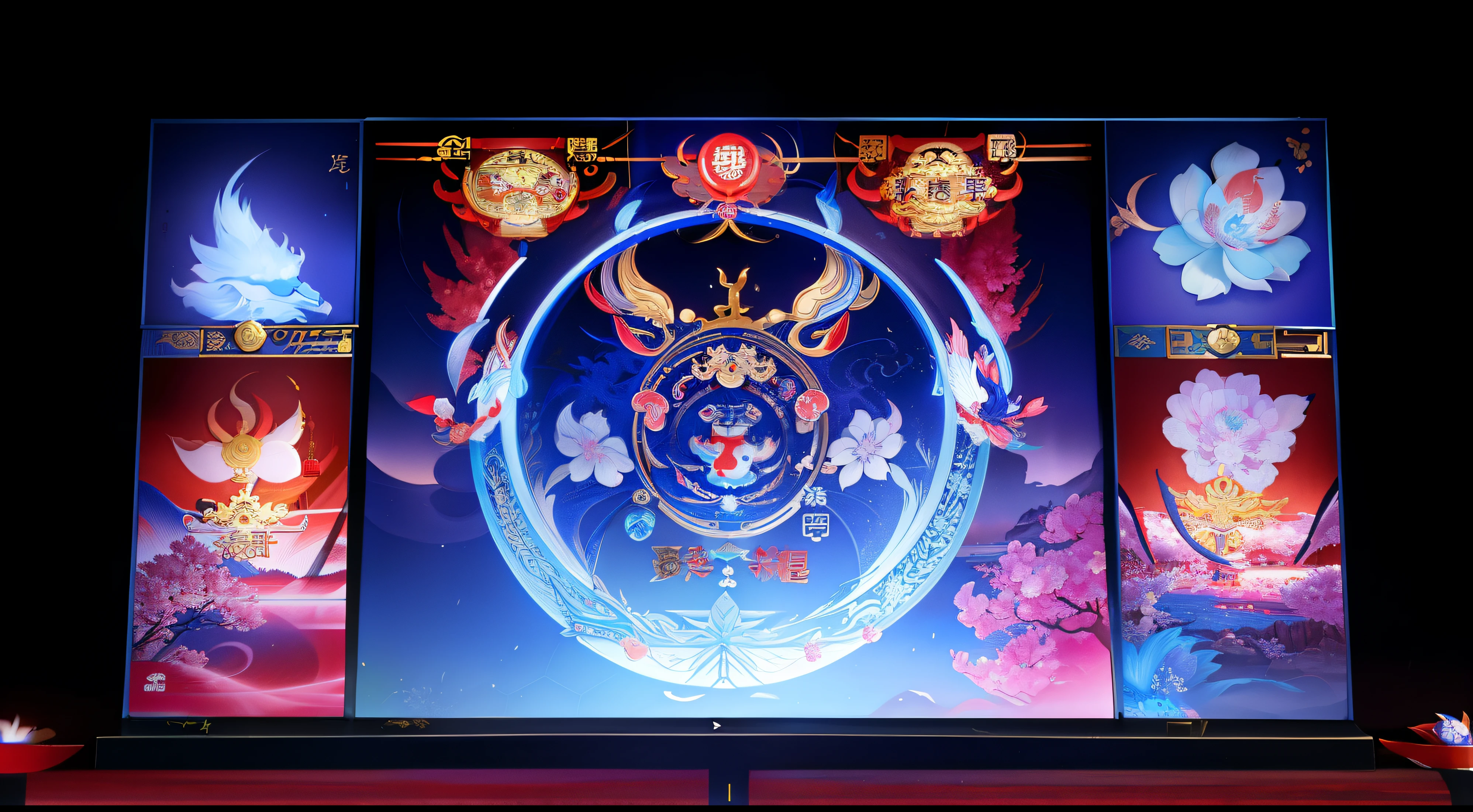 Slot machine with five different symbols on it, onmyoji, onmyoji detailed art, Game user interface, Character selection screen, Game user interface, ui card, 千 葉 雄 大, by Qu Leilei, Match screen, Inspired by Cao Buxing, chinese three kingdoms, Zhongyuan Universe