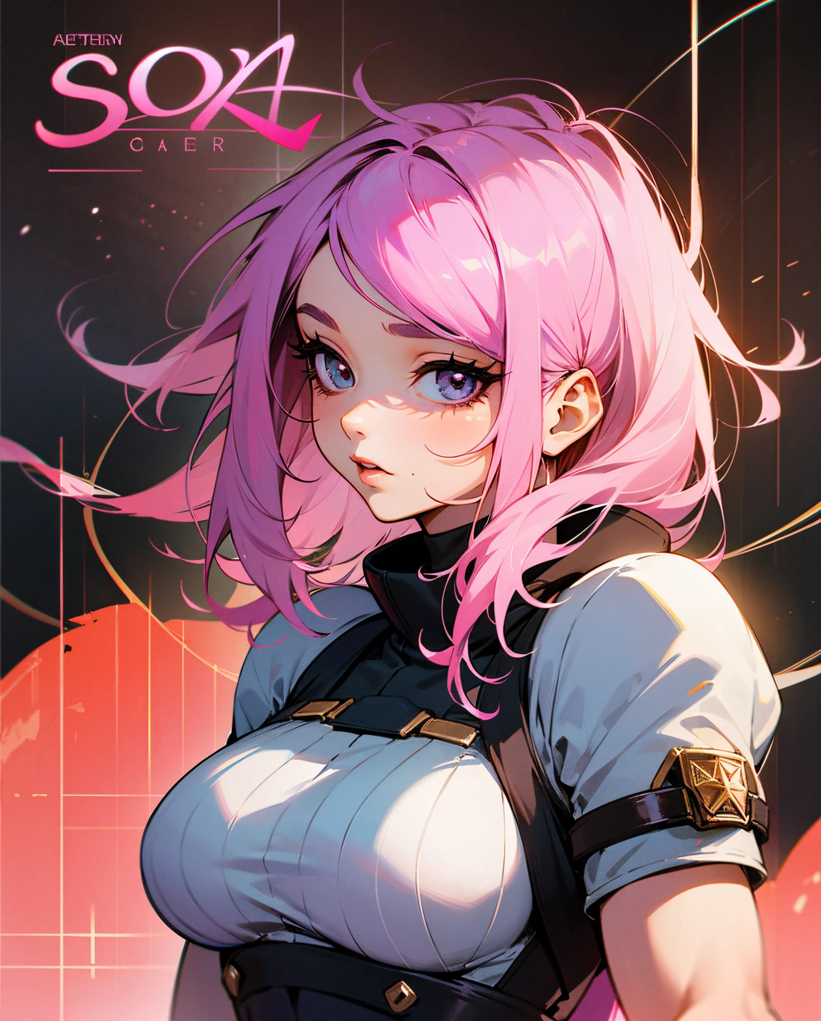 giant woman with pink hair she is bigger than a continent she has no muscles her face is cute she looks like an anime character --auto --s2