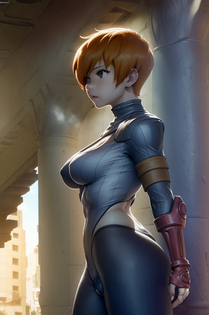 Hyper realistic, super detailed, sexy, ((SFJuni)), Very detailed, seductive facial expressions, [:(Face detail: 1.4): 0.4], ((freckles)), 16K resolution, dynamic lighting, High definition resolution, (lighting cinematic: 1.7), (intime), (Technologie NVIDIA RTX Ray Tracing), (outdoors), ((SFJuni)). small breasts,1woman, small breasts, bangs, (((side view))), collarbone, solo focus, outdoors, sweat, pov, no bra, ((SFJuni)), antenna hair, blue eyes, scar on cheek, small breasts, ((city street)), ((fighting pose)), ((red hair)), ((sagging breasts)), (((SFJuni))), ((abs)), ((brightly lit)), (((red hair)), ((camel toe)), pokies,