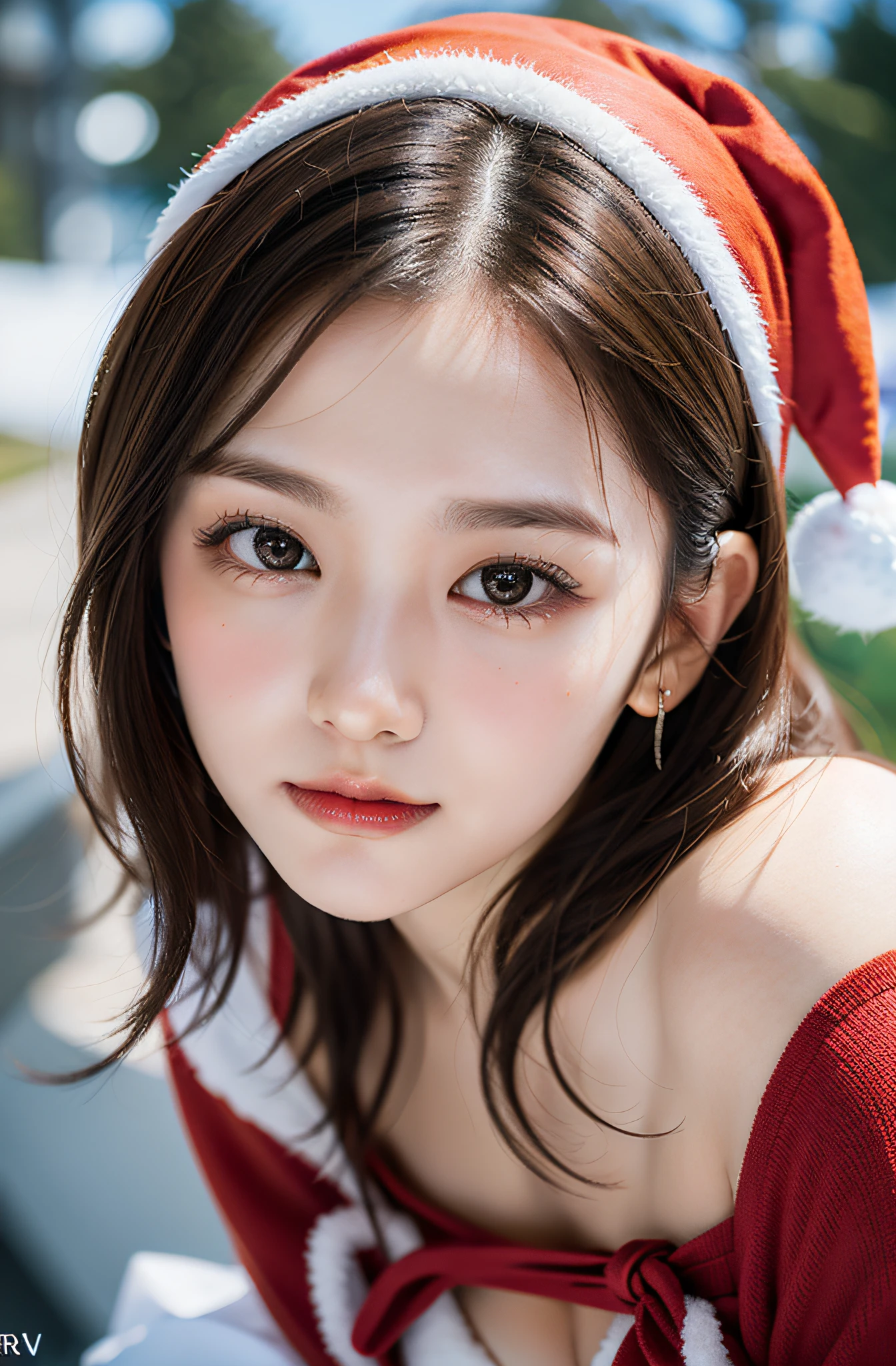 nipples exposed、santa claus、Christmas parade leader、Photorealistic images of solo idols, Morning Musume inspired by Eri Kamei, Radiates charm and beauty with plenty of bust and subtle exposure of cleavage. The image is、Must reflect a real person of the highest quality, Powered by Ultra-HD (16 K) resolution, crisp detail, Vivid colors, Dynamic Range, Soft bokeh, Fine texture, Realistic realism, Pin Sharp Focus. 、The camera setup is、Nikon D850 and NIKKOR Z 58mm Boobs Boobs Boobs Boobs F。/0.95 S Noct lens, The setting must be ISO 64, F/0.95, Shutter speed is 1/60. --ar 16:9 - V5.1 --Style raw --Q 2 --S 750