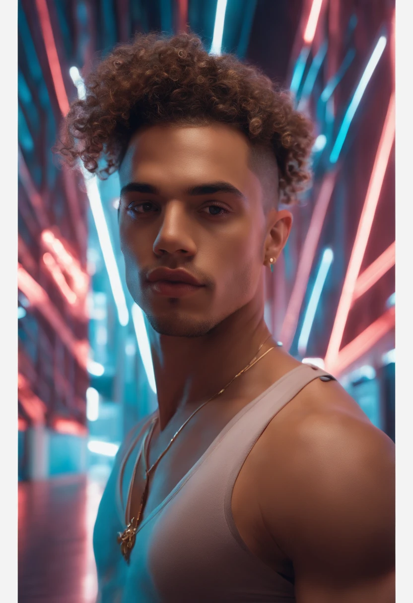 The image is of the character posing with a handful of flashy NFTs in a luxury penthouse in Miami.,original,25 years old, has shaved sides but curly hair on top. Lives in Miami. Drives a g wagon, , male