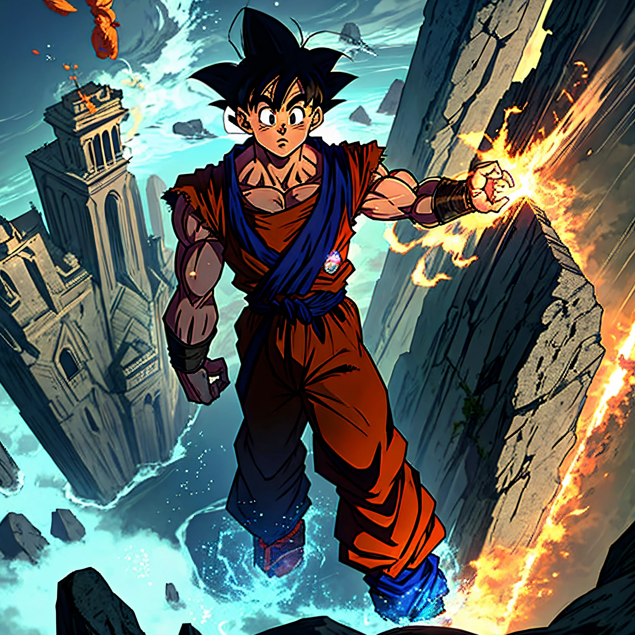 Goku observando o Cristo redentor