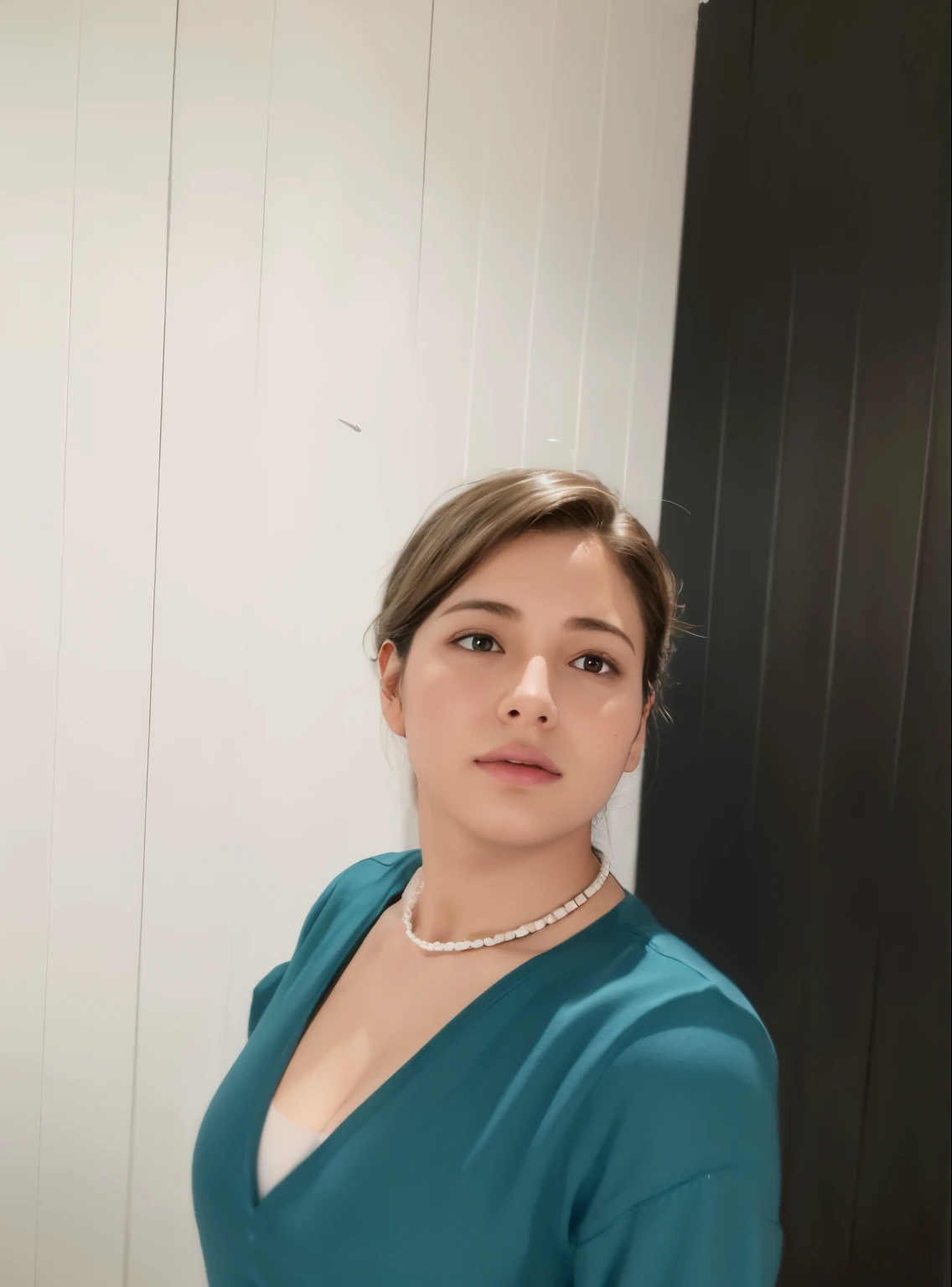 dressed, (photo realistic:1.4), (hyper realistic:1.4), (realistic:1.3), (smoother lighting:1.05), (increase cinematic lighting quality:0.9), 32K, 1girl,20yo girl, realistic lighting, backlighting, light on face, ray trace, (brightening light:1.2), (Increase quality:1.4), (best quality real texture skin:1.4), finely detailed eyes, finely detailed face, finely quality eyes, (tired and sleepy and satisfied:0.0), face closeup, t-shirts, (Increase body line mood:1.1), (Increase skin texture beauty:1.1)
