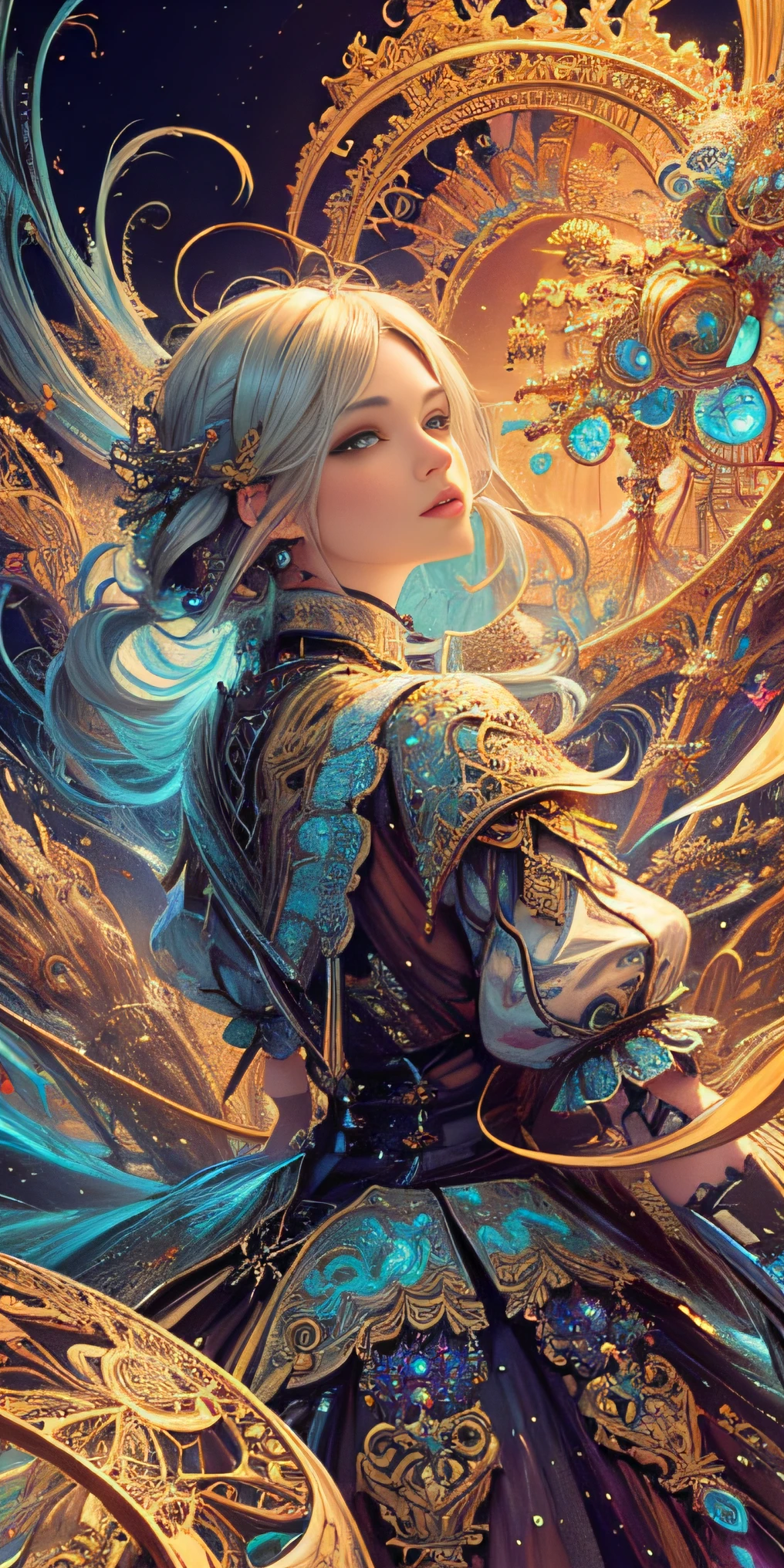 (masterpiece, top quality, best quality, official art, beautiful and aesthetic:1.2), (1girl), extreme detailed,(fractal art:1.3),colorful,highest detailed