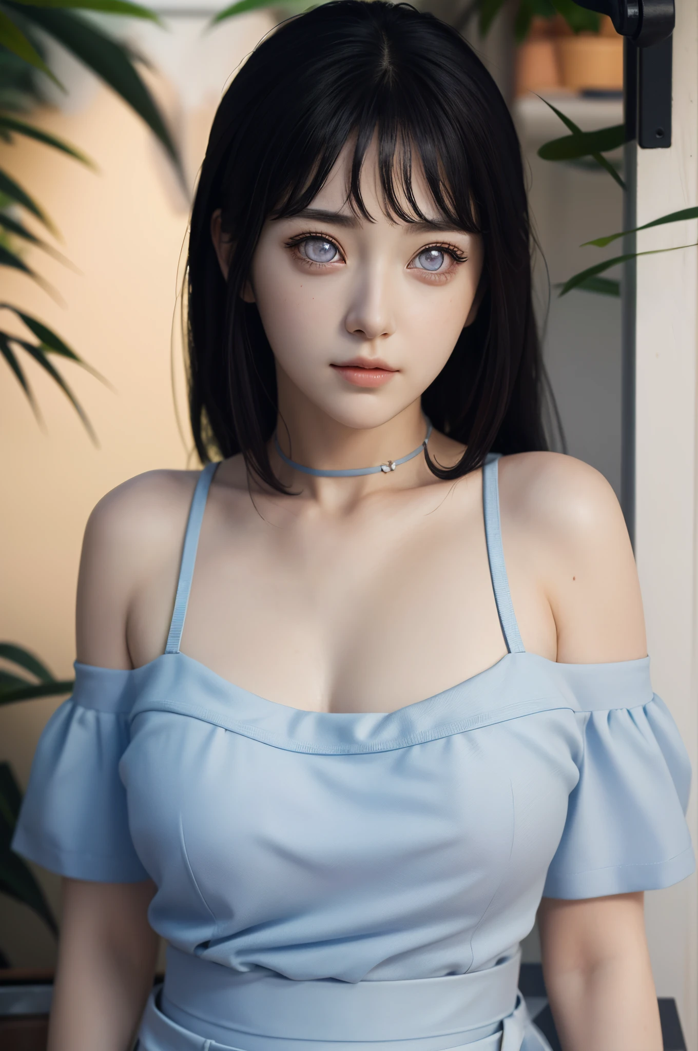 Best Quality, Masterpiece, Ultra High Resolution, (Realistic: 1.4), Original Photo, Side Light, Fine Beautiful Eyes: 1.2, Masterpiece* Portrait, Realism, 1 Girl, Ultra Detailed , perfeck ,Hinata Hyuga ,photo realistic,anime realistic,realisticstayl,