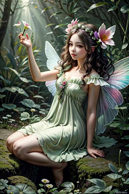 ((masterpiece, best quality,edgQuality)), edgFae, Flower Fairy, a fairy with a flower in the hand, Drawed in the style edg Fae,using edg, Ultra Definition, best quality, ultra 32k, ultra hd