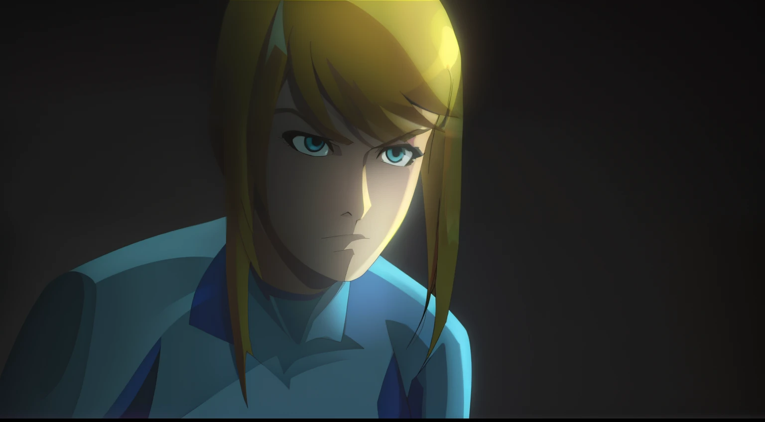 A ben 10
style woman, high quality, best quality,blonde hair, samus aran, zero suit,  headshot, ben10, blue suit,