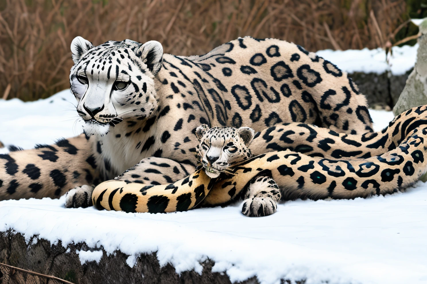 Snow leopard, serpent, goblin are friends