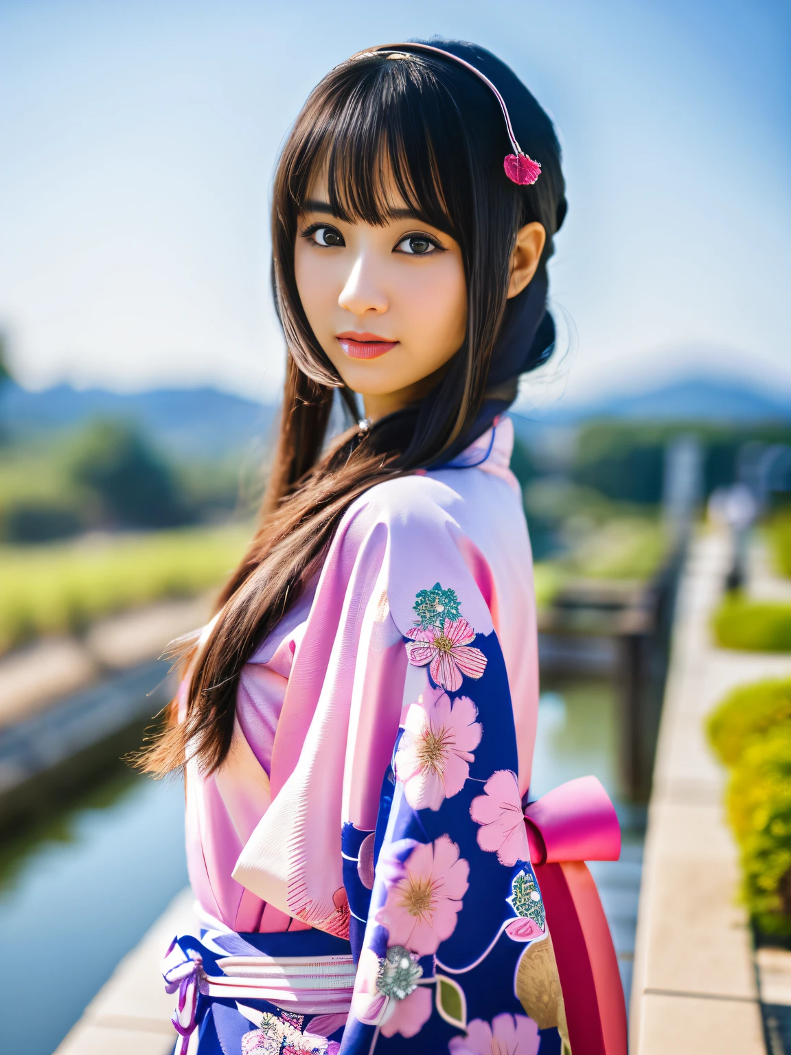 Arab asian woman in kimono dress, in a kimono, Japanese Models, official artwork, the face of a beautiful Japanese girl, closeup Iwakura Lain, Young Pretty Gravure Idol, A Japanese Lady, real life anime girl, Beautiful style fused with Fujifilm