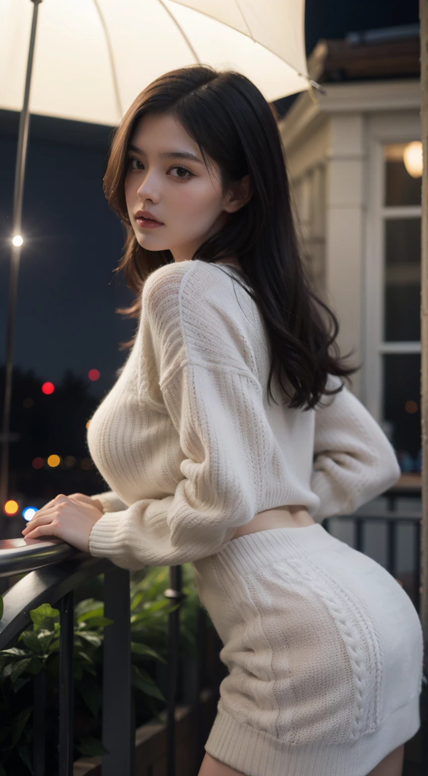 Wearing a large, warm sweater