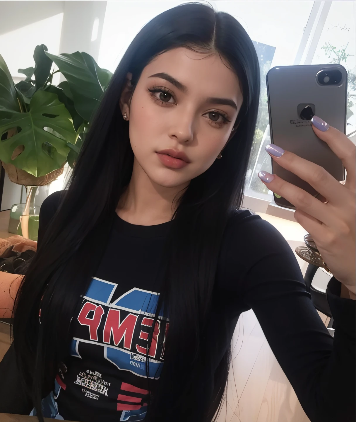 mulher arafed com longos cabelos pretos tirando uma selfie, 18 anos, 1 6 anos, com cabelo preto liso, female with long black hair, lindo rosto latino, Kylie Jenner, cabelo preto liso, her hair is long and straight, Modelo do Instagram, cabelos pretos e olhos grandes, cabelo blackbangs cabelo, cabelo preto liso longo, Violeta Myers