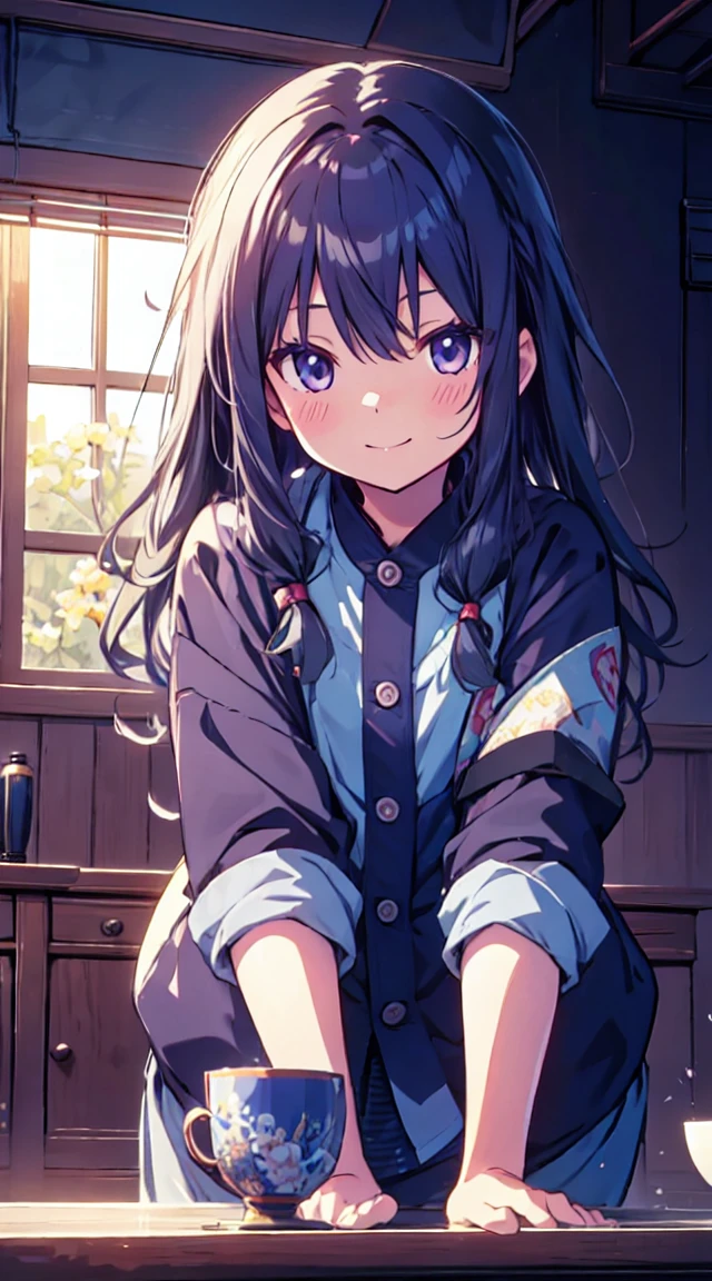 masutepiece, Best Quality,Illustration, Wallpaper, ultra -detail, 1little girl、♡、Futomo、Poses in motion、soft smiling