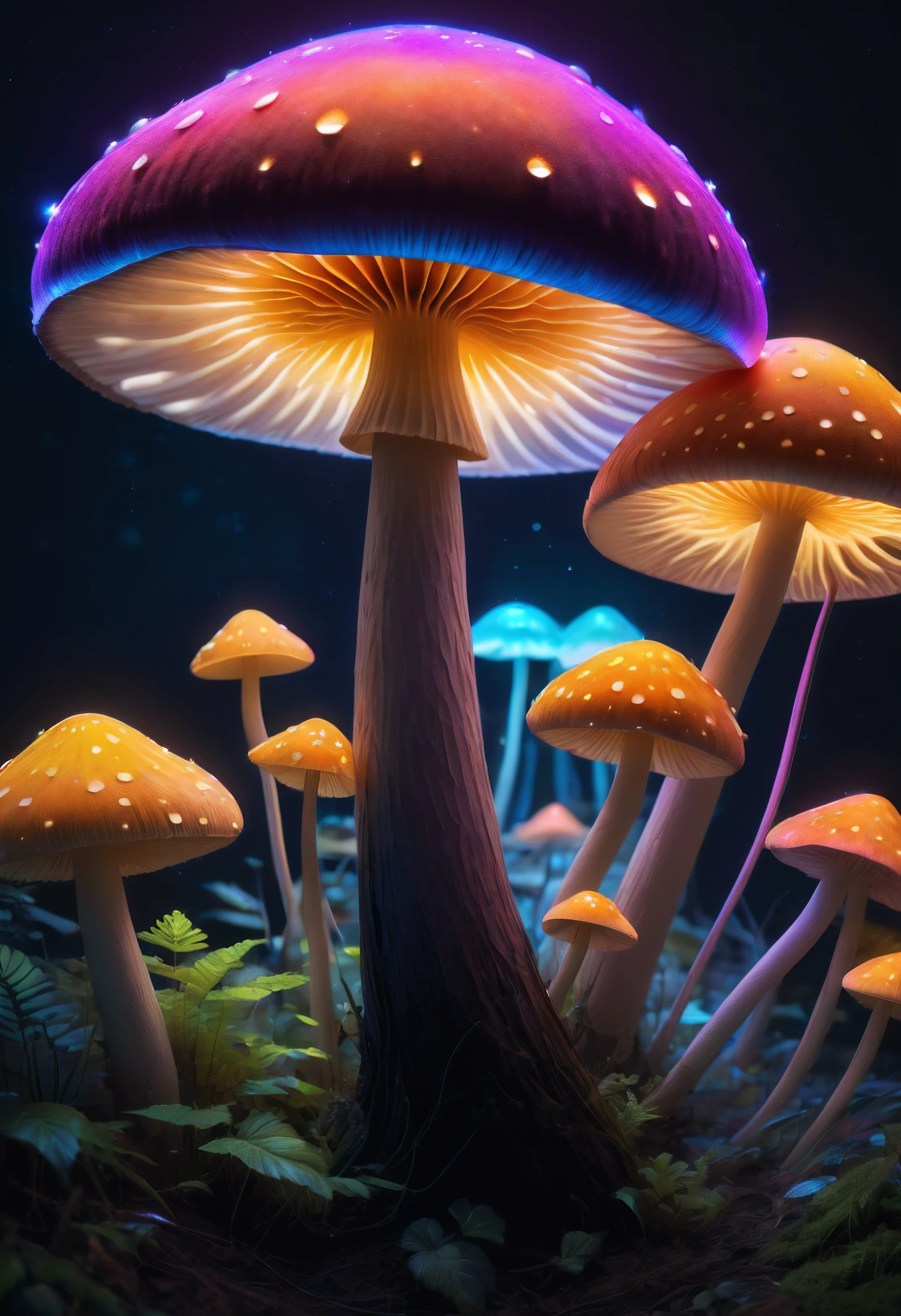 (an awe-inspiring depiction of,majestic mushroom),(detailed black light art),(best quality,4k,8k,highres,masterpiece:1.2),ultra-detailed,(realistic,photorealistic,photo-realistic:1.37),(psychedelic,glowing),(vivid colors),(mysterious atmosphere),(intricate details),(black background),(ethereal),(bright neon lights),(magical),(illuminated),(mushroom cap),(shimmering),(colorful),(stunning),(fantastical),(contrast),(surreal),(dreamlike),(hypnotic),(enchanting),(captivating),(mesmerizing),(visually striking),(artistic),(otherworldly),(ethereal),(illuminating),(floating),(enigmatic),(twisting),(organic shape),(dazzling),(vibrant),(bold),(fluorescent),(transcendent),(ethereal),(trippy),(atmospheric),(glowing),(brilliant),(radiant),(glamorous),(cosmic)