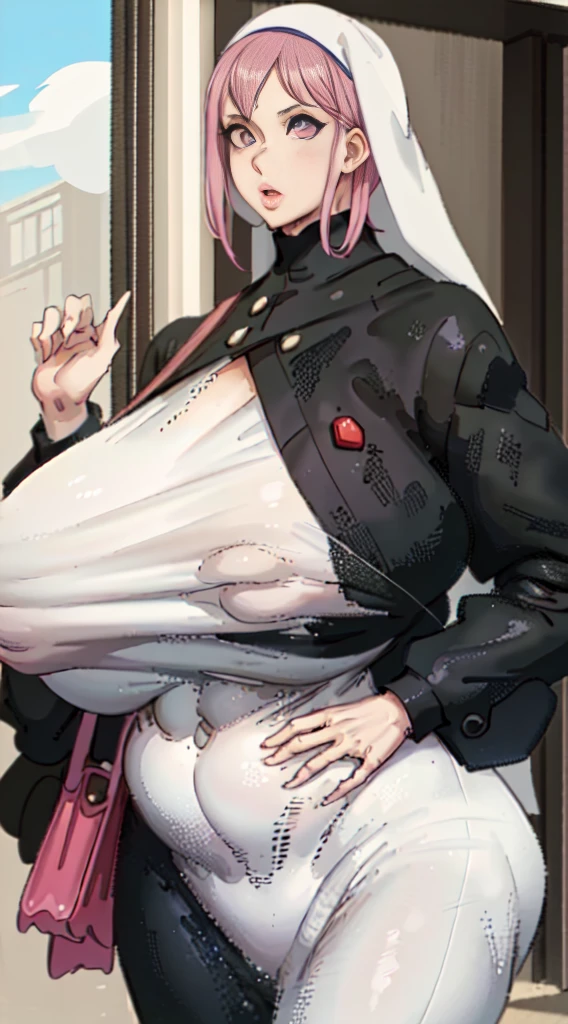 Black Silk Dress, (ultra detail chest curtain), (nun), chies, (In the cathedral), (((Protrusion of areola in Japan women))), (((Huge breasts :1.1, and droopy breasts:1.2))), Fluffy breasts, Side chest, Open chest, Top of chest close-up 8K highest quality, Real Image, intricate-detail, The ultra-detailliert, Ultra high definition, Depth Field,masutepiece,1girl in, ..............................................................................................................................................................................AI_chan, an extremely beautiful , Innocent big eyes,Detailed eyes, ((extremely detailed eye)), (Pink eyes:1.0), perfect glossy skin, prefect skin, Fair skin,Fine skin,bulky, ((Erotic, Sexy, Sexual expression, Bright lighting)), (((cleavage)), (Cute:1.2), big breasts thin waist, Light blush, (very delicate skin soaked in milk), (Very delicate glowing skin), knee, framme