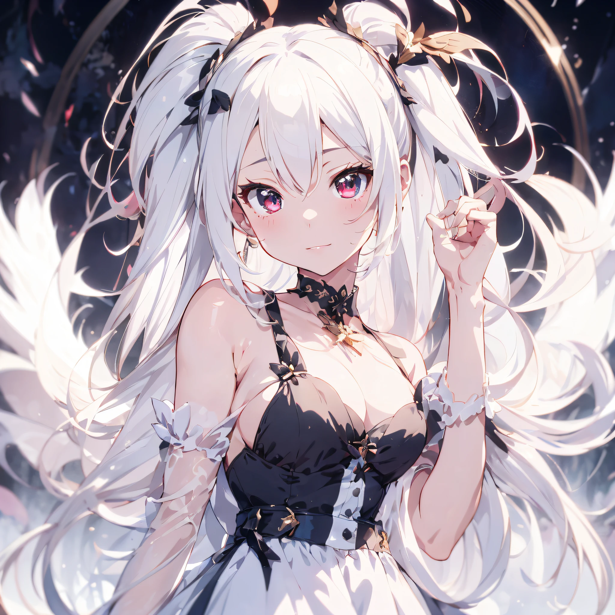 a close up of a person with long white hair and a dress, white haired deity, anime visual of a cute girl, anime goddess, girl with white hair, anime girl with long hair, ayaka genshin impact, white haired, clean detailed anime art, from arknights, detailed key anime art, cute anime waifu in a nice dress, nightcore