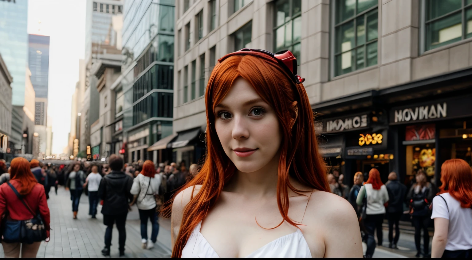 Red head cosplaying for instagram photo
