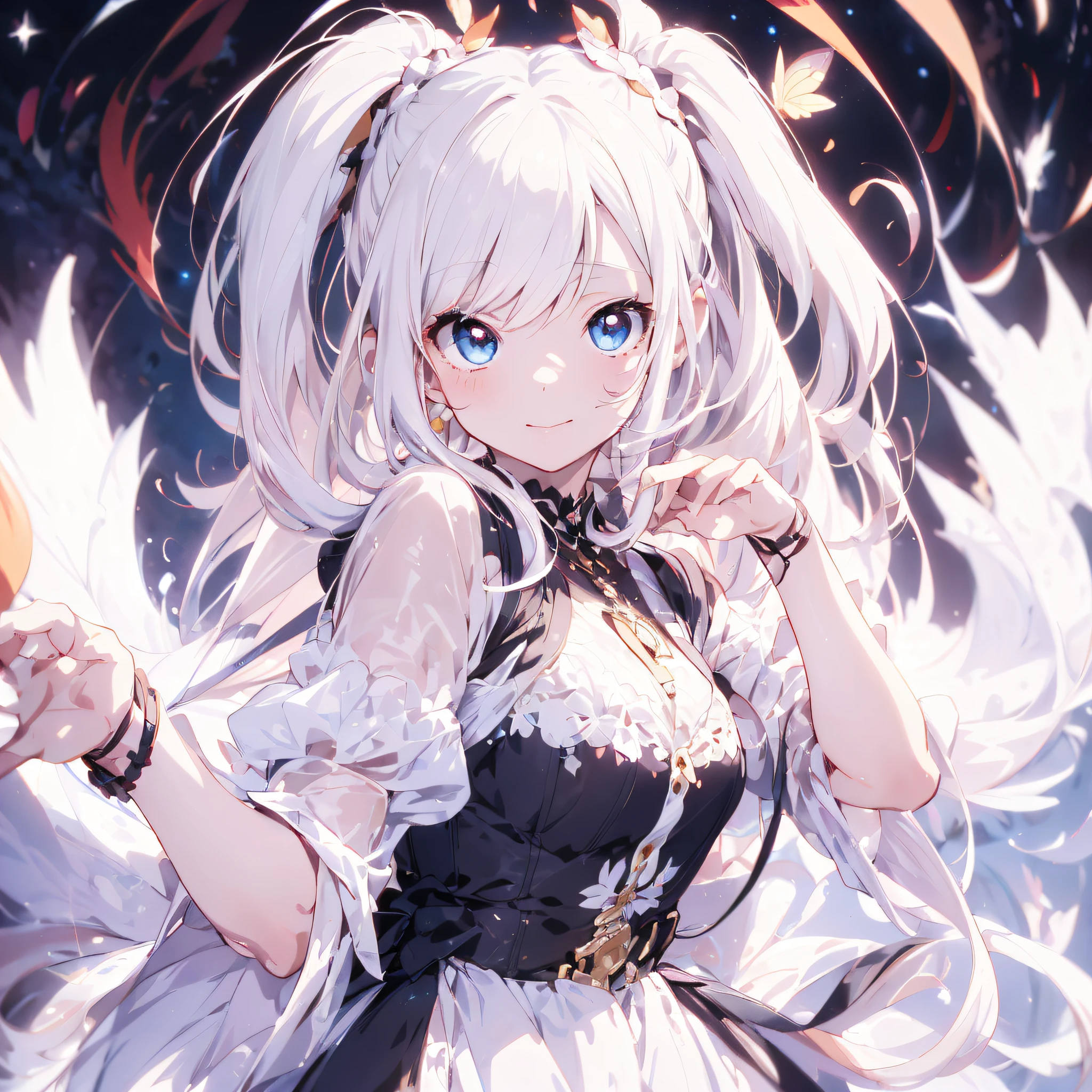 a close up of a person with long white hair and a dress, white haired deity, anime visual of a cute girl, anime goddess, girl with white hair, anime girl with long hair, ayaka genshin impact, white haired, clean detailed anime art, from arknights, detailed key anime art, cute anime waifu in a nice dress, nightcore