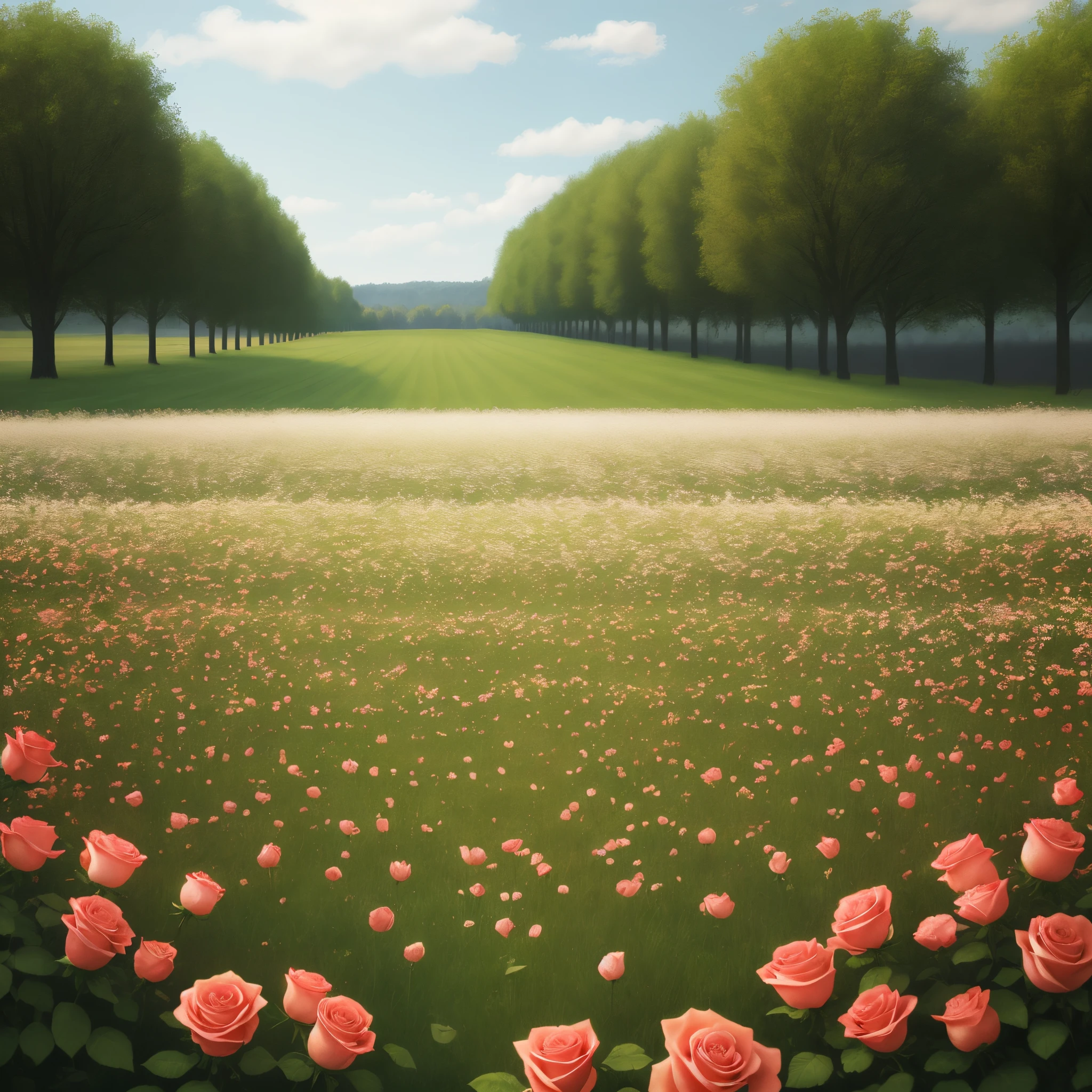 field of roses realistic
