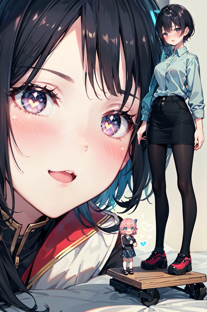 black hair, hair