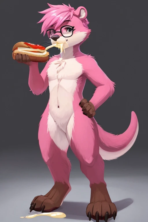 Solo, male, standing, short, weak, pathetic, slim, skinny, by bebebebebe, by schmutzo, canine, ((snout, hair)), street, big penis, ((canine penis, knot)), nude