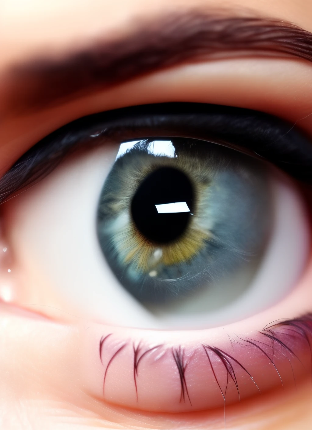 Eye without eyelashes