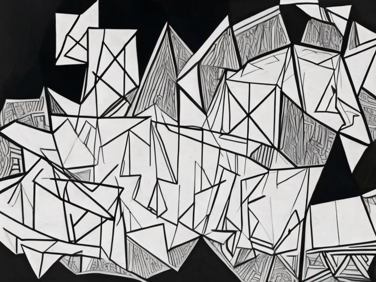 Black and white art,sketching,Complex structures,abstracted