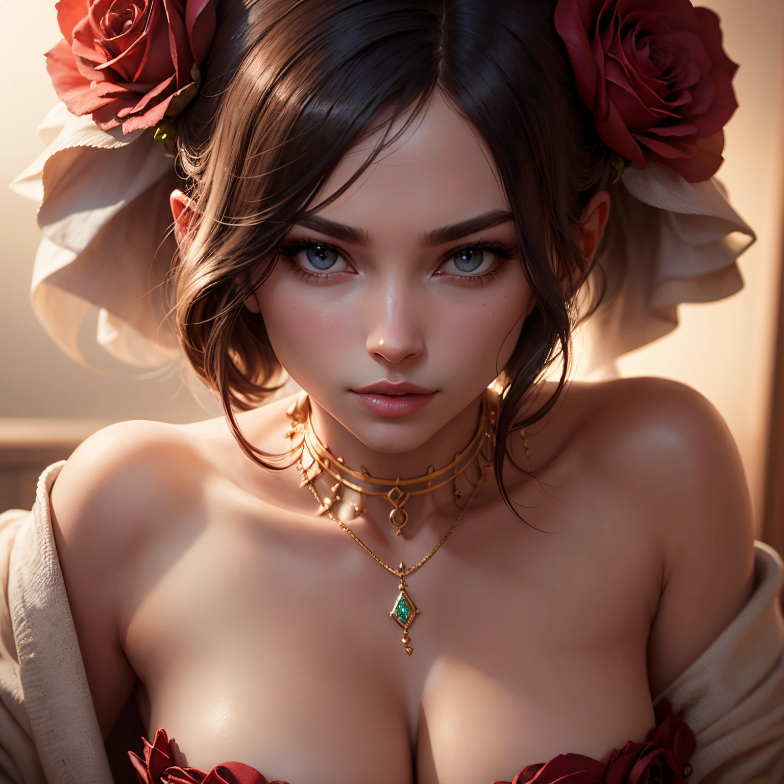 Jewelry Design, rose themed ring, gems and diamonds, Luxury, gros-plan, Product View, Trending on ArtStation, cgsociety, ultra-quality, Digital Art, Exquisite hyper detail, 4K, soft illumination, Dreamy, Fashion, Rendered by Unreal Engine
