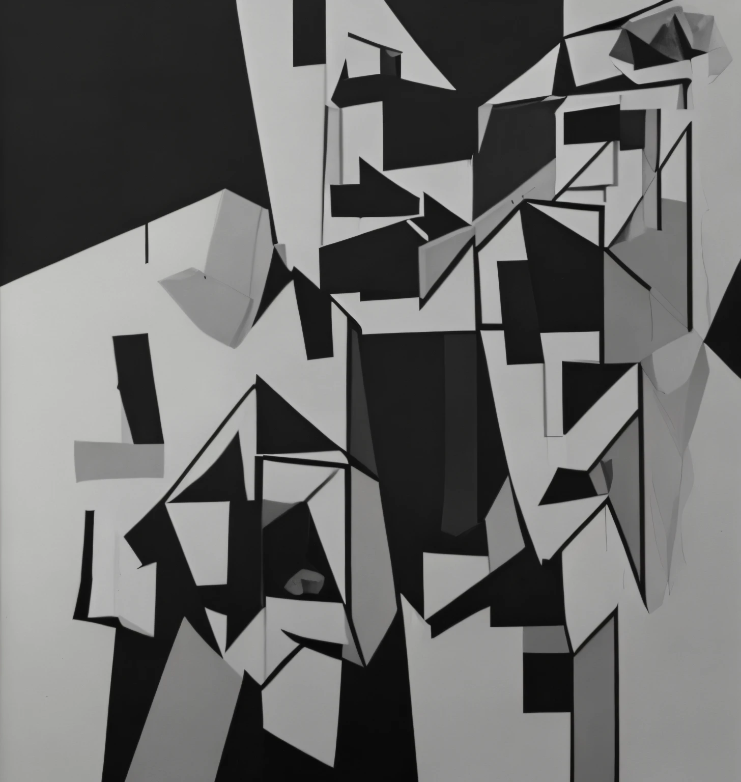 Strong contrast between black and white,Artistic expression,spatial reconstruction,The method of painting is sketching,Strong sense of space