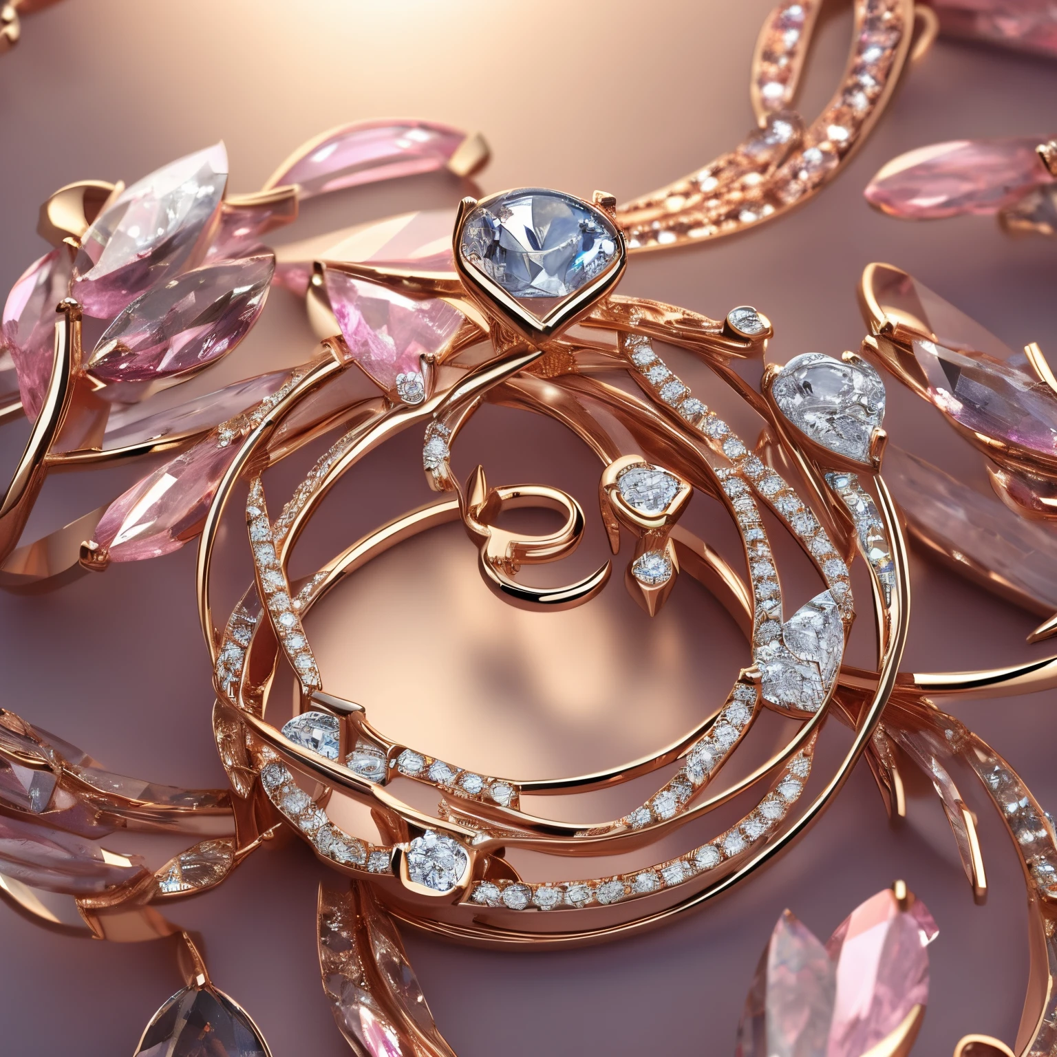 Jewelry Design, rose themed ring, gems and diamonds, Luxury, gros-plan, Product View, Trending on ArtStation, cgsociety, ultra-quality, Digital Art, Exquisite hyper detail, 4K, soft illumination, Dreamy, Fashion, Rendered by Unreal Engine
