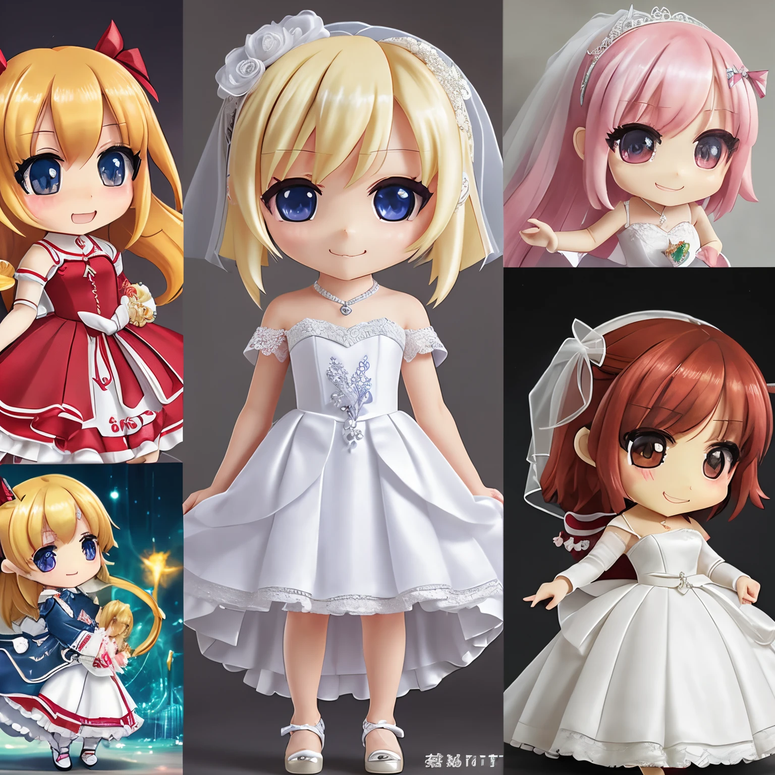 masterpiece、top-quality、ultra-detailliert、(Chibi Chara's Daughter:1.2)、weddingdress、a blond、