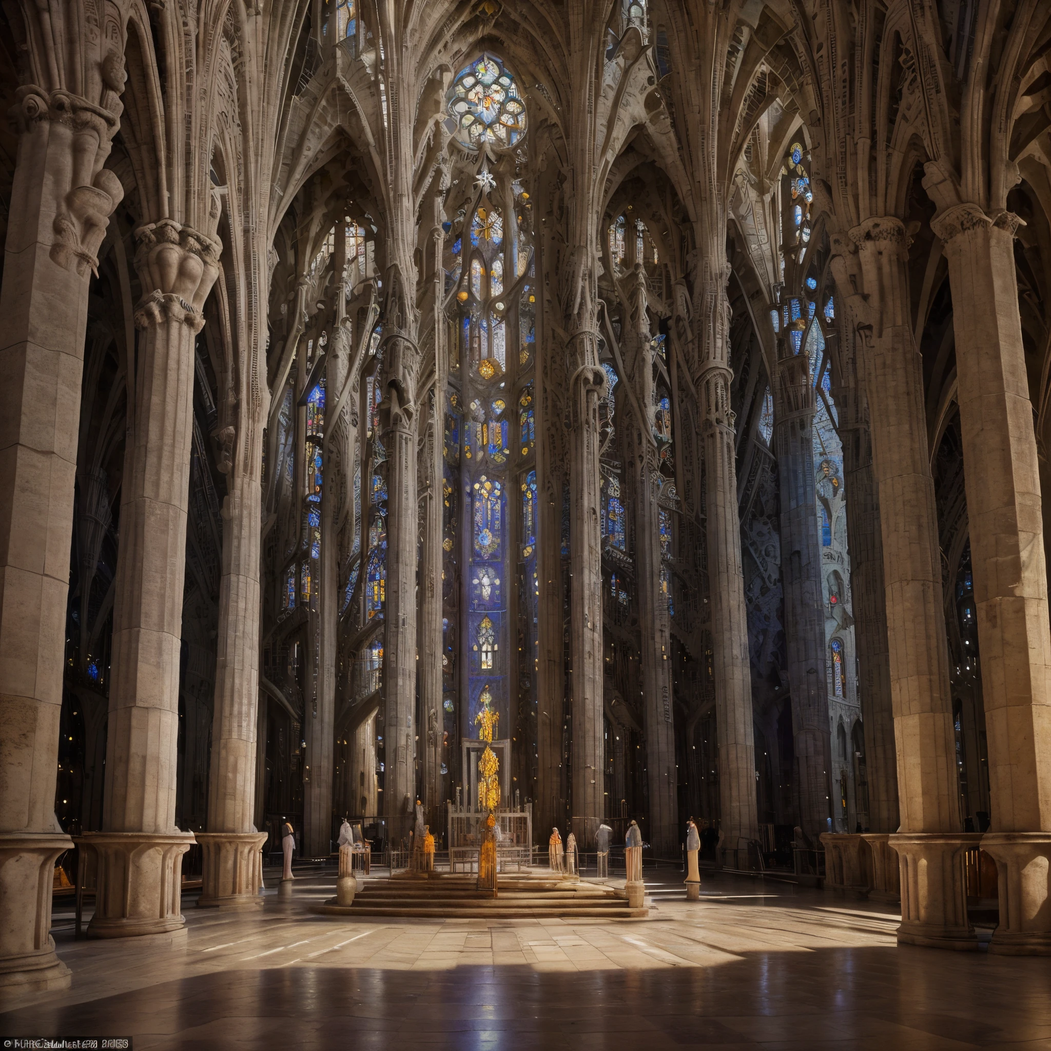 A majestic and ancient Sagrada Familia Cathedral in Barcelona, Spain is showcased in this mesmerizing image. Its aged architecture and intricate details are beautifully captured, highlighting the grandeur and artistry of this iconic structure. The sky above is drenched in vibrant hues, creating a striking contrast against the isolated cathedral. As the incense burns and drifts through the air, a sense of tranquility and spirituality permeates the scene. This photograph, with impeccable quality and composition, immerses viewers in the ethereal beauty and timelessness of the Sagrada Familia Cathedral, allowing them to experience the soul-stirring magic of this remarkable masterpiece.
