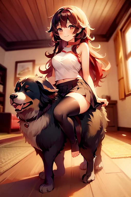 top quality,furry girls, furry anime girls, 2 furry girls from japanese anime, milf,huge tits, huge ass,  long hair,dress shirt, long skirt,accordion pleats skirt, full body, spread leg, bedroom