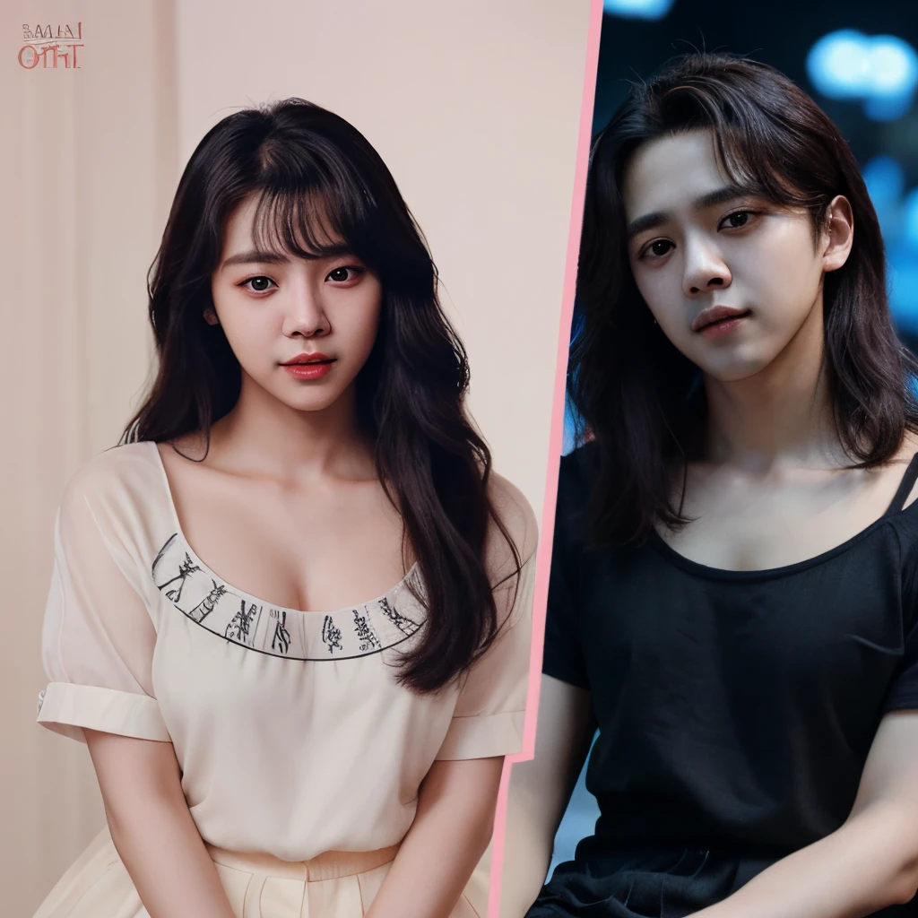 A realistic image of Oh Sehun from EXO and Arin from OH MY GIRL together.