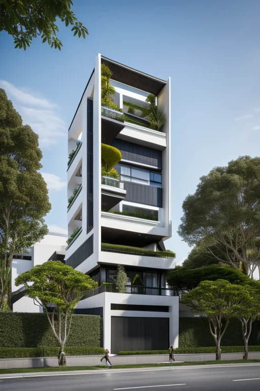 dvArchModern, 85mm, f1.8, portrait, photo realistic, hyperrealistic, orante, super detailed, intricate, dramatic, sunlight lighting, shadows, high dynamic range, house, masterpiece,best quality,(8k, RAW photo:1.2),(( ultra realistic)), modernvilla, blackandwhite, trees, vine, architecture, building, cloud, vivid colour, masterpiece,best quality,super detailed,realistic,photorealistic, 8k, sharp focus, a photo of a building