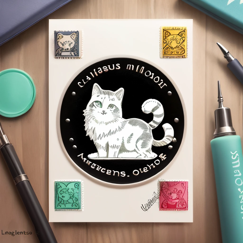Generate different creative and personalized designs for exlibris stamps. Incluye elementos como libros, animales, y elementos literarios. Make sure each design is unique and reflects the personality of the book owner. Experiment with varied art styles in a single ink. Be creative and surprising in each proposal.