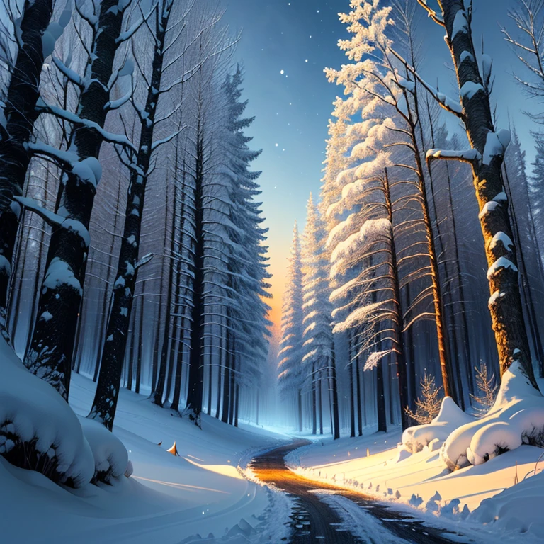 Wallpaper winter anime magic forest bright