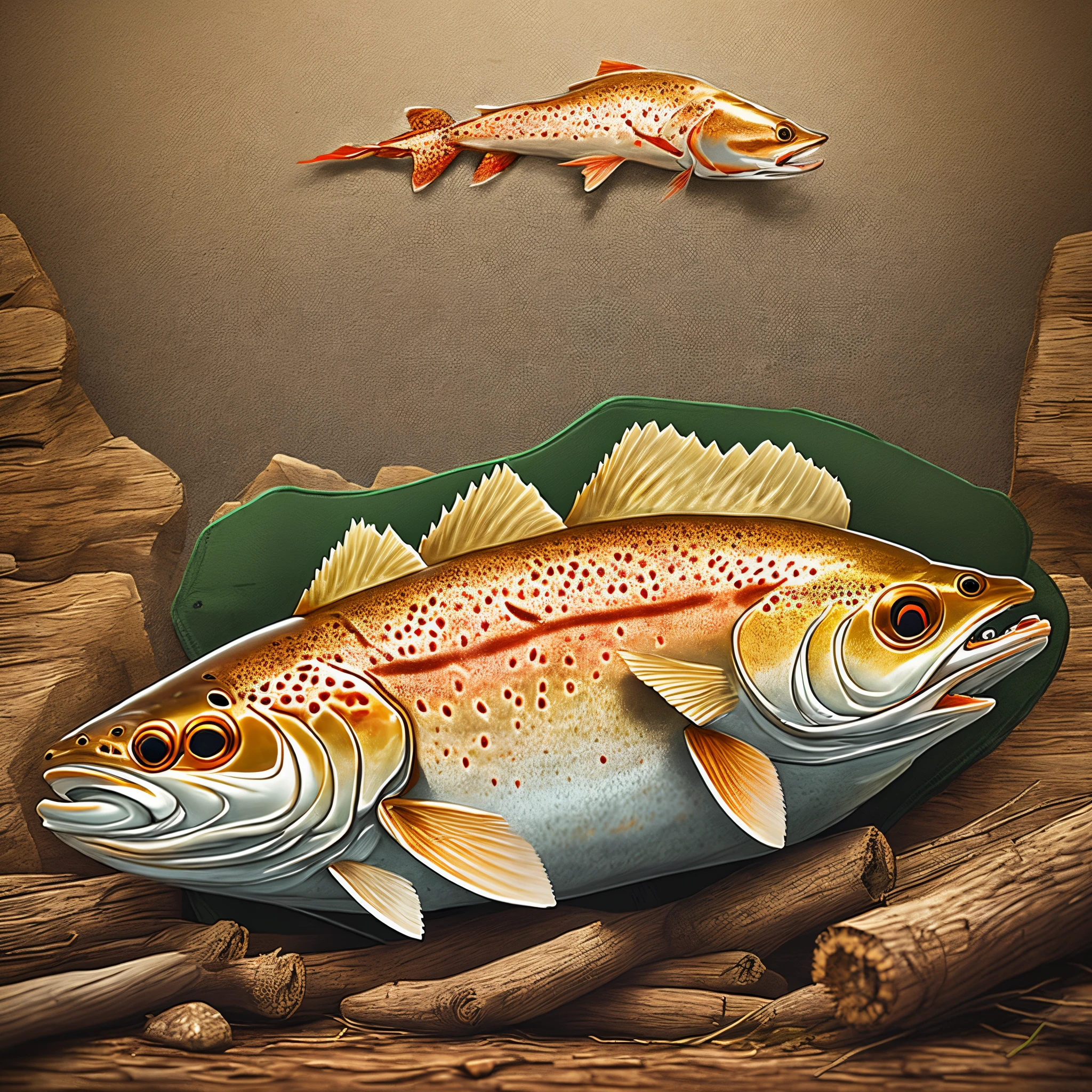 Create business logo for company called cutthroat campers. Include rustic feel and cutthroat trout in logo.