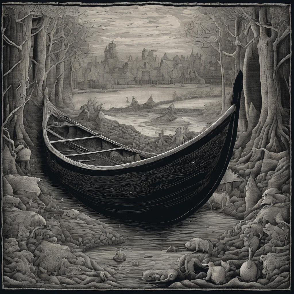 The pug dug furiously in the dirt, unearthing a mysterious tapestry depicting a pig in a canoe. I watched in bewilderment, wondering how on earth this strange artifact came to be buried on my farm. The pug seemed intent on showing me the tapestry, as if it contained some cryptic message I needed to decipher. What secrets might it reveal if I peered closer at the intricate stitches and patterns? Curiosity overwhelmed me as the tapestry fluttered lightly in the breeze, beckoning me toward adventure.