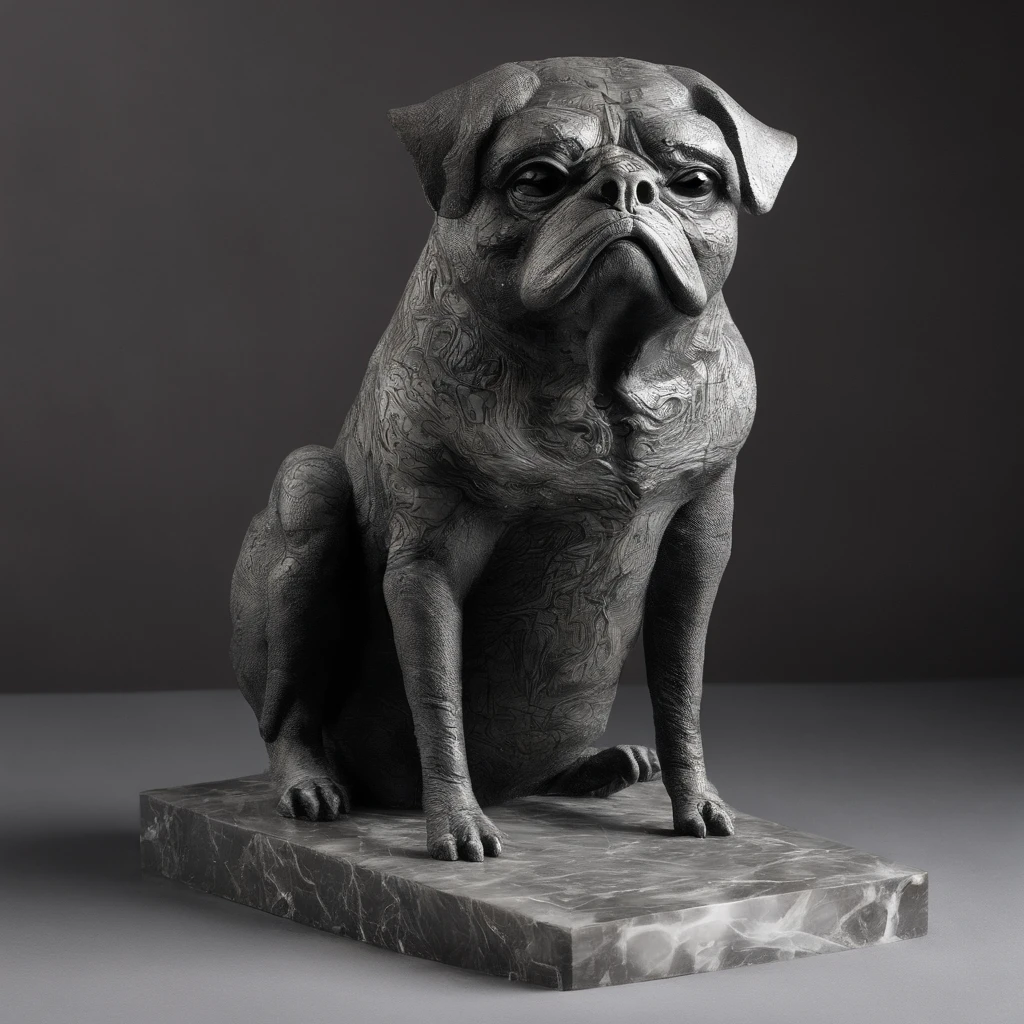 As an aspiring sculptor, I toiled in my workshop hoping to create a magnum opus. For inspiration, I studied the intricate tapestries depicting mythical adventures. One image of a pig-nosed creature in a tiny canoe particularly intrigued me. Taking chisel in hand, I began sculpting a bust of this curious beast with flattened snout, wrinkled brow, and floppy ears. The pug-like figure slowly emerged from the marble before me. When the sculpture was complete in every fine detail, I felt a strange affinity with this creature I had envisioned from nothing but thread. As moonlight glinted off his obsidian form, I fancied his stony eyes blinked with hints of life within. My pug dug his way from imaginary quests in a woven land to three-dimensional reality in my hands.