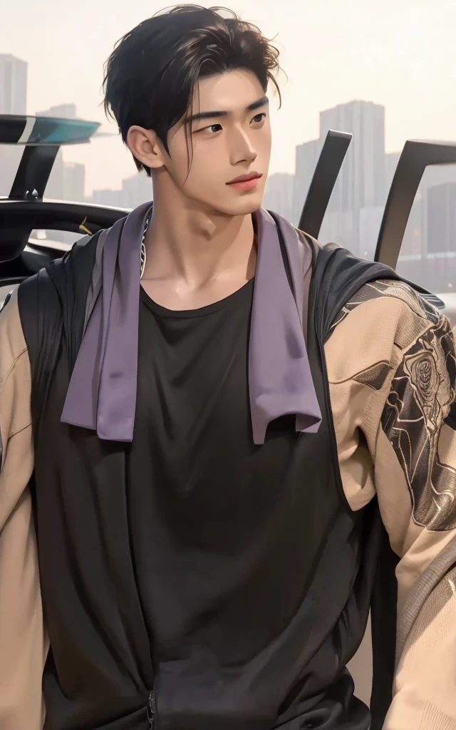 (best quality,ultra-detailed,realistic:1.37), young handsome boy, muscular, with an Asian Korean face, piercing and detailed eyes, sharp nose, plump and well-defined lips, fair white skin, and lustrous black hair. The boy exudes confidence and charm.
portrait, oil painting, highres rendering, with vivid colors and sharp focus. The artwork captures the boy's strong physique, capturing every contour and muscle definition in great detail.
The boy is standing in a lush garden, surrounded by vibrant flowers and lush greenery. The sunlight softly illuminates his face, casting a warm and inviting glow. The scene is bathed in a beautiful golden hour lighting, adding depth and warmth to the overall composition.
He is dressed in a stylish and well-fitted suit, exuding elegance and sophistication. The suit emphasizes his strong physique, showcasing his muscular build.
In the background, we can see a serene landscape with rolling hills and a clear blue sky. The scenery complements the boy's charisma, creating a harmonious and captivating composition.
The artwork combines the beauty of traditional oil painting techniques with the precision and detail of modern digital rendering. The brushstrokes are visible, adding texture and depth to the artwork.
The color palette is rich and vibrant, with a focus on warm, earthy tones that enhance the boy's features and convey a sense of warmth and intimacy.
Overall, the artwork portrays the boy as a confident and charismatic individual, capturing his striking features and positive energy in a realistic and visually stunning manner.