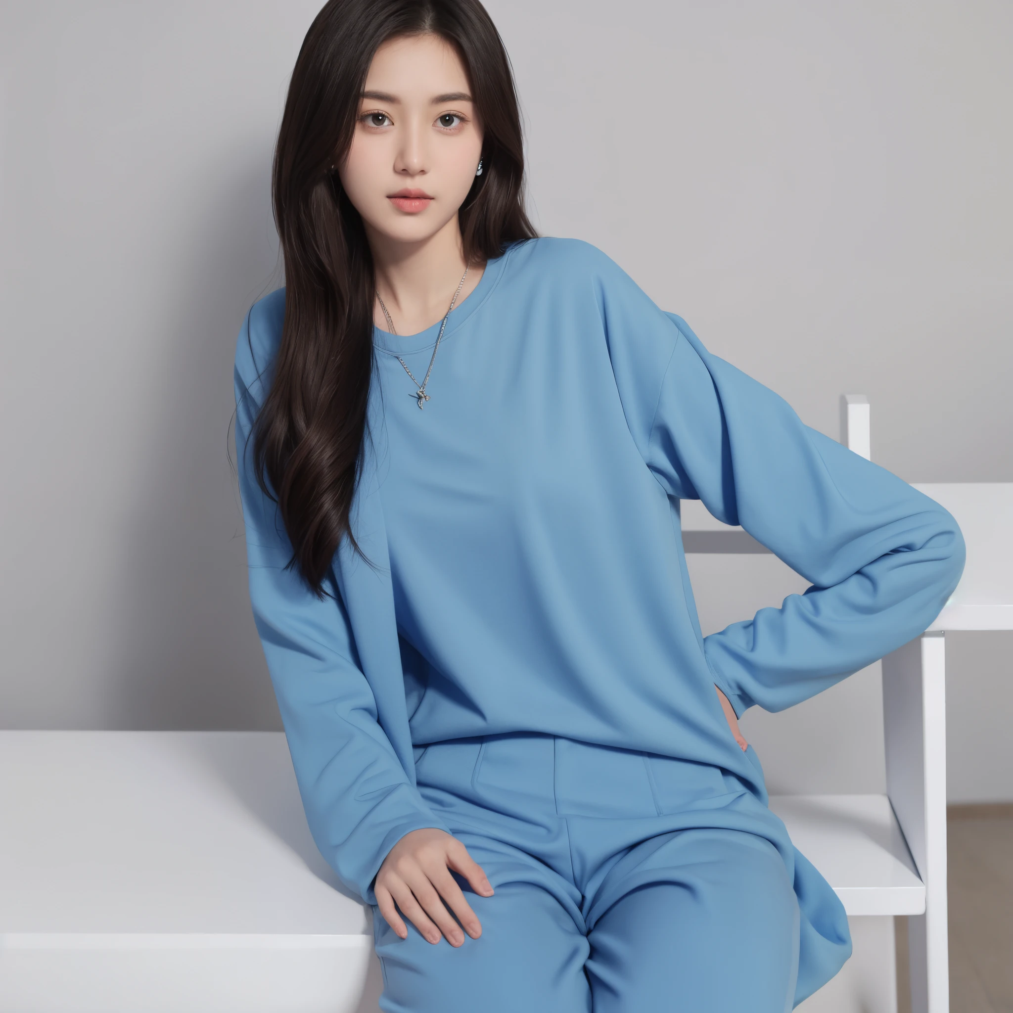 Sketch animation real one to one blue clothes
