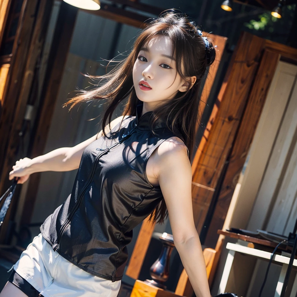 K-pop idols performing on stage, black short tight dresses