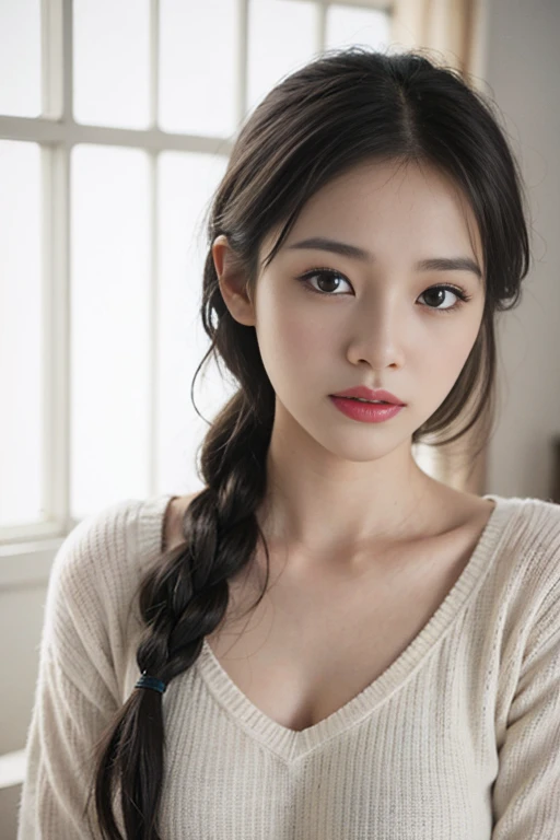 "Masterpieces of photography, Top quality and ultra-detailed appearance. Japan student woman looking young, Present sensual nuances, Please wear transparent clothing and wet knitwear, The background may be blurry, however、The main image must be clear and clear. (1 girl), Blue eyes, Long Black Hair, Modern and gentle hairstyle. Close-ups of your skin should emphasize the richness of details. Context optimization、It is necessary to strengthen its characteristics."