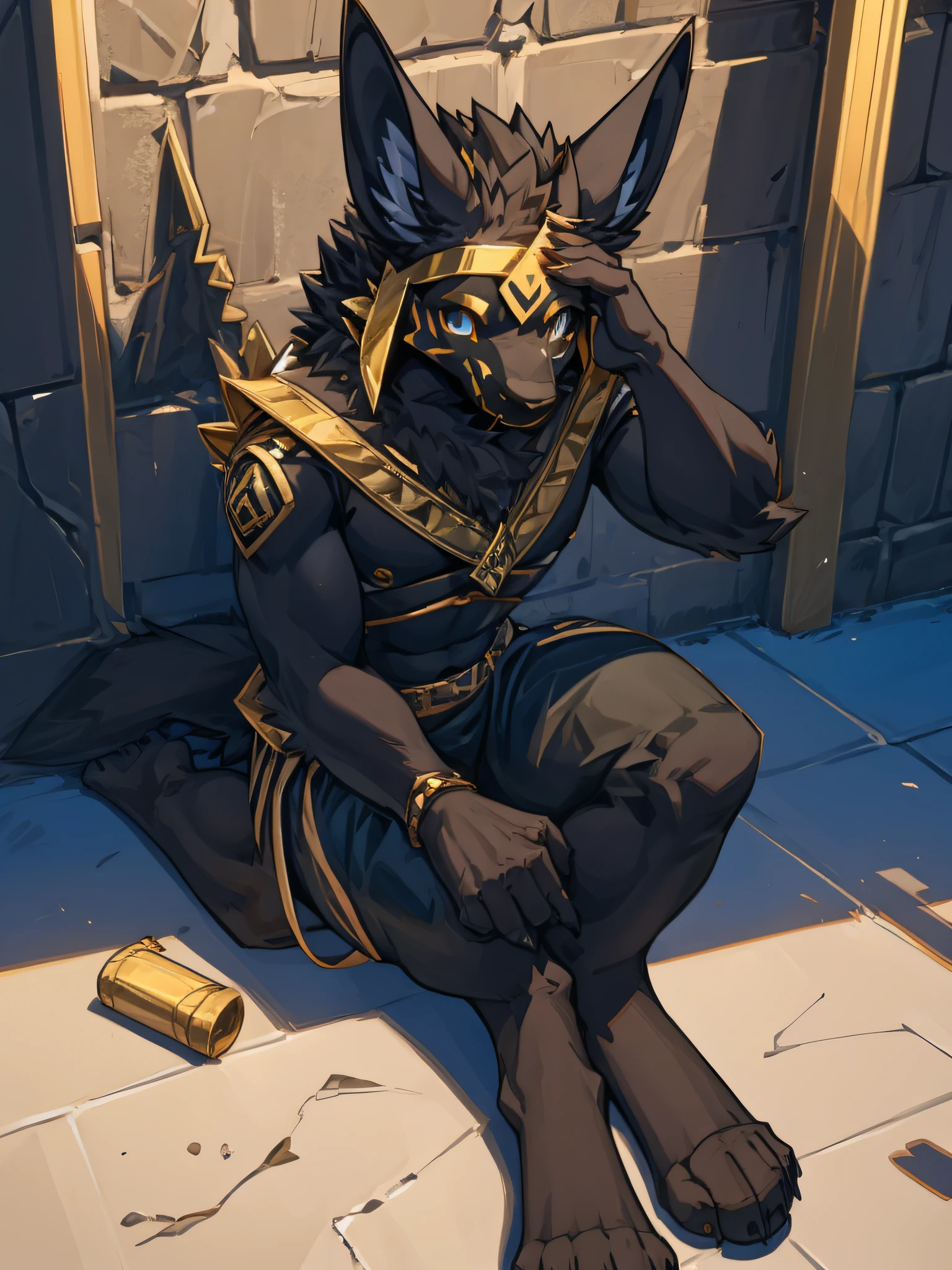 4k, ,8K, A high resolution, best quality, perfect colors, perfect shadows, perfect lighting, posted on e621, (by Chunie, by canyne khai, by t.y.starale), male, furry, Anubis anthro, Black fur, solo, Yellow eyes, (Realistic eye details 1.2), Shower Room, topless, Wrap around a bath White towel, Full body like, Slim body, abs, dramatic lighting, soft lighting, day, highly detail, Hair coiled, delight, Standing up position, cool pose charm, Abstract beauty, centre, nearing perfection, Dynamic, highly detailed, illustration, (Realistic background), ((Bonifasko lighting)), (Detailed eyes), perfect pupils, detail eyes, detail fluffy fur, (seductive face:1.2), fit body, fit body, perfect male figure, Detailed fur, Detailed face, Perfect face, Detailed background, (Complex), (Super Detail), (Ultra Clear), (Best Quality), ultra detailed face, depth of field, motion blur, high details, high quality, award winning, HD, 16k, (best quality,4k,8k,highres,masterpiece:1.2),ultra-detailed,realistic:1.37,HDR,UHD,studio lighting,extreme detail description,professional